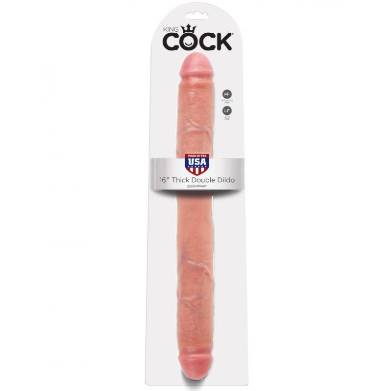 King Cock 16 inch Thick Double Ended Dildo - Flesh